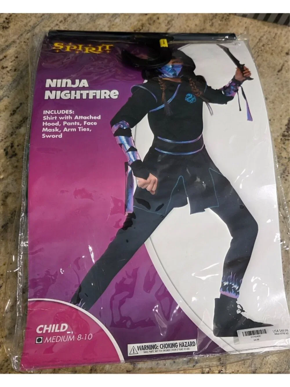 Ninja Nightfire Costume Child M 8-10 Spirit Halloween No Sword READ